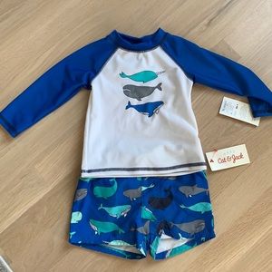 Cat & Jack swim trunk and rash guard